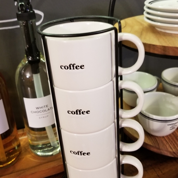 ❗White "Coffee" Ceramic Mug Tower Set❗ - Picture 3 of 6